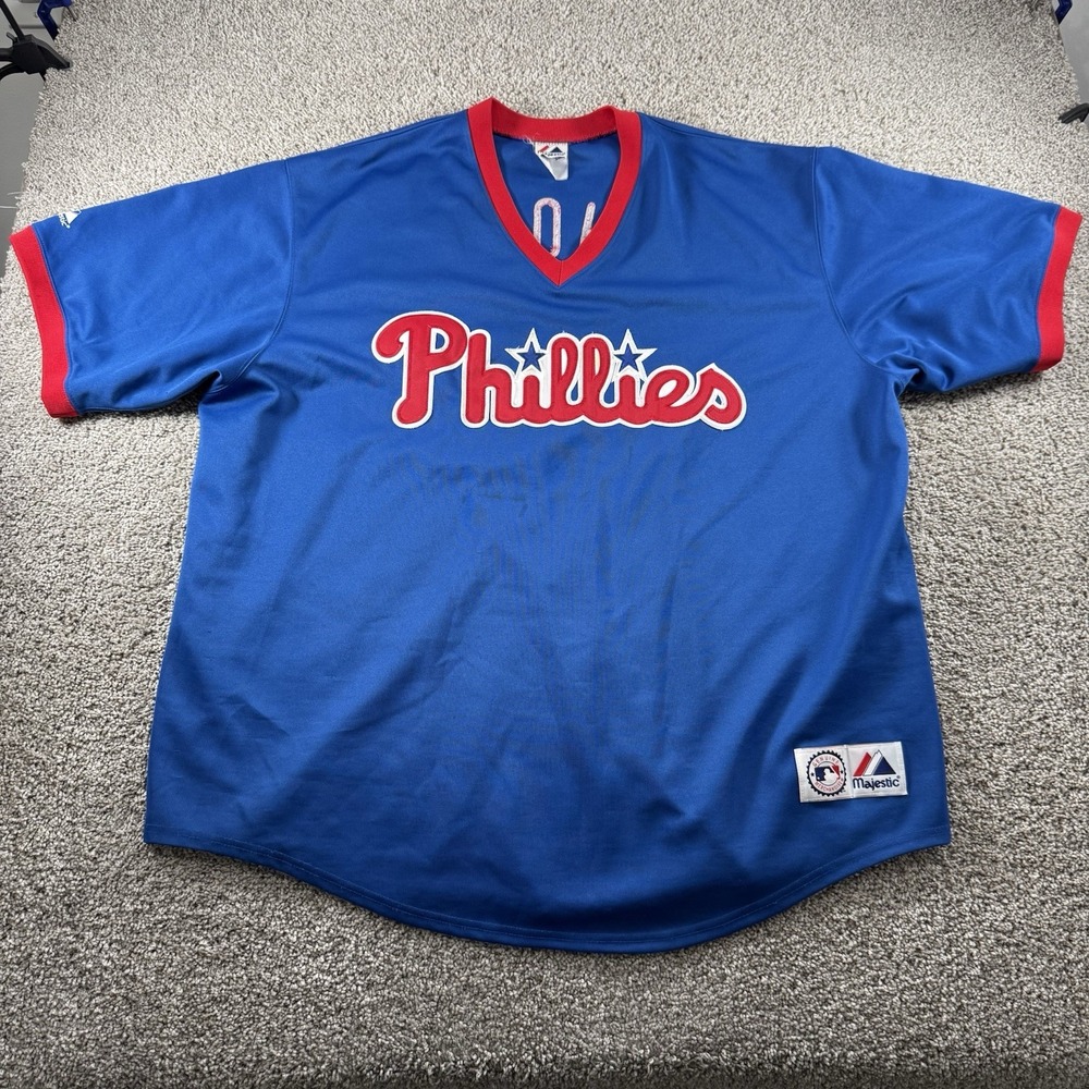 Vintage Jim Thome Phillies Majestic Jersey Mens 3XL Blue Logo Script Y2K USA